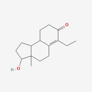 molecular formula C16H24O2 B12299825 1,2,3,3a,4,5,8,9,9a,9b-Decahydro-6-ethyl-3-hydroxy-3a-methyl-7H-benz(e)inden-7-one CAS No. 105359-51-1