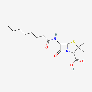 molecular formula C16H26N2O4S B12299848 3,3-dimethyl-6-(octanoylamino)-7-oxo-4-thia-1-azabicyclo[3.2.0]heptane-2-carboxylic acid 