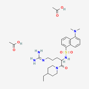 molecular formula C29H46N6O7S B12299889 Acetic acid;2-[4-[[5-(dimethylamino)naphthalen-1-yl]sulfonylamino]-5-(4-ethylpiperidin-1-yl)-5-oxopentyl]guanidine 