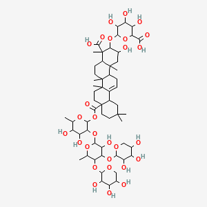 6-[[4-Carboxy-8a-[4,5-dihydroxy-3-[3-hydroxy-6-methyl-4,5-bis[(3,4,5-trihydroxyoxan-2-yl)oxy]oxan-2-yl]oxy-6-methyloxan-2-yl]oxycarbonyl-2-hydroxy-4,6a,6b,11,11,14b-hexamethyl-1,2,3,4a,5,6,7,8,9,10,12,12a,14,14a-tetradecahydropicen-3-yl]oxy]-3,4,5-trihydroxyoxane-2-carboxylic acid