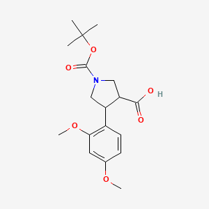 molecular formula C18H25NO6 B12299961 trans-1-(Tert-butoxycarbonyl)-4-(24-dimethoxyphenyl)pyrrolidine-3-carboxylic acid 