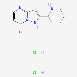 molecular formula C11H16Cl2N4O B12299974 2-(Piperidin-2-yl)pyrazolo[1,5-a]pyrimidin-7-ol dihydrochloride 