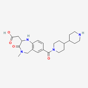 molecular formula C23H32N4O4 B12299978 [7-([4,4'-Bipiperidine]-1-carbonyl)-4-methyl-3-oxo-2,3,4,5-tetrahydro-1H-1,4-benzodiazepin-2-yl]acetic acid 