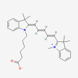 molecular formula C32H38N2O2 B12300042 6-[(2Z)-3,3-dimethyl-2-[(2E,4E)-5-(1,3,3-trimethylindol-1-ium-2-yl)penta-2,4-dienylidene]indol-1-yl]hexanoate 