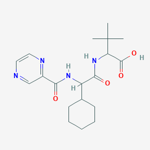 molecular formula C19H28N4O4 B12300058 2-[[2-Cyclohexyl-2-(pyrazine-2-carbonylamino)acetyl]amino]-3,3-dimethylbutanoic acid 