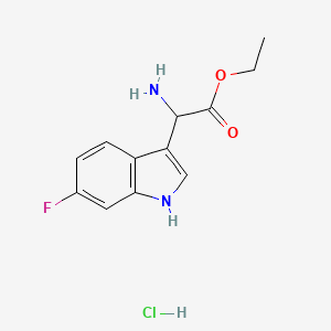 molecular formula C12H14ClFN2O2 B12300059 ethyl 2-amino-2-(6-fluoro-1H-indol-3-yl)acetate;hydrochloride 