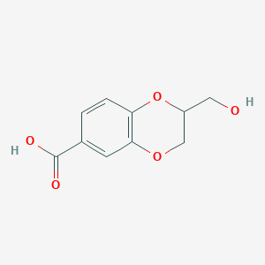 molecular formula C10H10O5 B12300108 2-(Hydroxymethyl)-2,3-dihydro-1,4-benzodioxine-6-carboxylic acid 