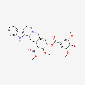 molecular formula C32H36N2O8 B12300114 Methyl 18-methoxy-17-(3,4,5-trimethoxybenzoyl)oxy-1,3,11,12,14,17,18,19,20,21-decahydroyohimban-19-carboxylate 