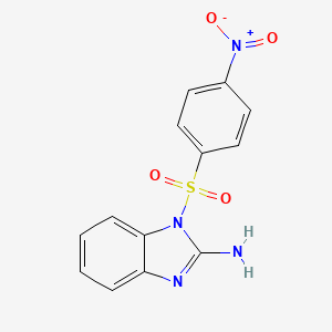 molecular formula C13H10N4O4S B1230014 1-((4-Nitrophenyl)sulfonyl)-1H-benzimidazol-2-amine CAS No. 193696-63-8