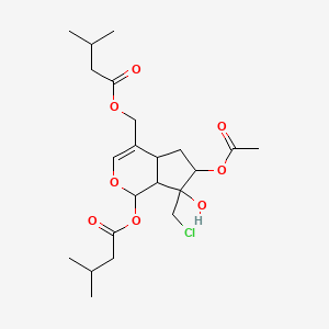 molecular formula C22H33ClO8 B12300228 [6-acetyloxy-7-(chloromethyl)-7-hydroxy-1-(3-methylbutanoyloxy)-4a,5,6,7a-tetrahydro-1H-cyclopenta[c]pyran-4-yl]methyl 3-methylbutanoate 