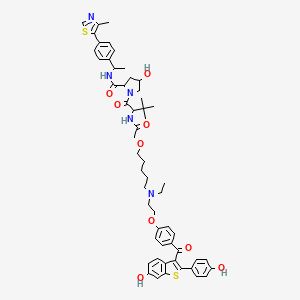 1-[2-[[2-[5-[ethyl-[2-[4-[6-hydroxy-2-(4-hydroxyphenyl)-1-benzothiophene-3-carbonyl]phenoxy]ethyl]amino]pentoxy]acetyl]amino]-3,3-dimethylbutanoyl]-4-hydroxy-N-[1-[4-(4-methyl-1,3-thiazol-5-yl)phenyl]ethyl]pyrrolidine-2-carboxamide