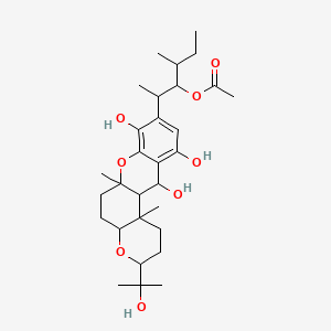 molecular formula C30H46O8 B12300385 [4-Methyl-2-[8,11,12-trihydroxy-3-(2-hydroxypropan-2-yl)-6a,12b-dimethyl-1,2,3,4a,5,6,12,12a-octahydropyrano[3,2-a]xanthen-9-yl]hexan-3-yl] acetate 