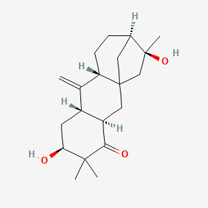 molecular formula C20H30O3 B1230041 (3R,6S,8S,10R,13R,14S)-6,14-Dihydroxy-5,5,14-trimethyl-9-methylidenetetracyclo[11.2.1.01,10.03,8]hexadecan-4-one CAS No. 39012-11-8