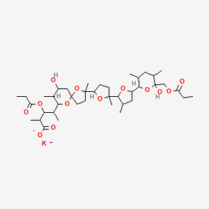 Potassium;4-[7-hydroxy-2-[5-[5-[6-hydroxy-3,5-dimethyl-6-(propanoyloxymethyl)oxan-2-yl]-3-methyloxolan-2-yl]-5-methyloxolan-2-yl]-2,8-dimethyl-1,10-dioxaspiro[4.5]decan-9-yl]-2-methyl-3-propanoyloxypentanoate