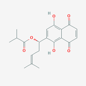 molecular formula C20H22O6 B12300424 Propanoic acid, 2-methyl-, (1S)-1-(1,4-dihydro-5,8-dihydroxy-1,4-dioxo-2-naphthalenyl)-4-methyl-3-penten-1-yl ester 