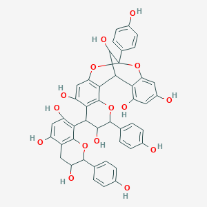 5,13-bis(4-hydroxyphenyl)-7-[3,5,7-trihydroxy-2-(4-hydroxyphenyl)-3,4-dihydro-2H-chromen-8-yl]-4,12,14-trioxapentacyclo[11.7.1.02,11.03,8.015,20]henicosa-2(11),3(8),9,15,17,19-hexaene-6,9,17,19,21-pentol