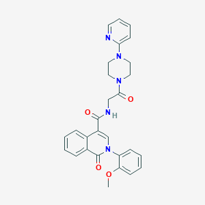 molecular formula C28H27N5O4 B1230053 2-(2-methoxyphenyl)-1-oxo-N-[2-oxo-2-[4-(2-pyridinyl)-1-piperazinyl]ethyl]-4-isoquinolinecarboxamide 