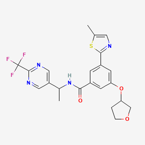 3-(5-methyl-1,3-thiazol-2-yl)-5-(oxolan-3-yloxy)-N-[1-[2-(trifluoromethyl)pyrimidin-5-yl]ethyl]benzamide