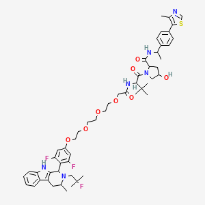 1-[2-[[2-[2-[2-[2-[3,5-difluoro-4-[2-(2-fluoro-2-methylpropyl)-3-methyl-1,3,4,9-tetrahydropyrido[3,4-b]indol-1-yl]phenoxy]ethoxy]ethoxy]ethoxy]acetyl]amino]-3,3-dimethylbutanoyl]-4-hydroxy-N-[1-[4-(4-methyl-1,3-thiazol-5-yl)phenyl]ethyl]pyrrolidine-2-carboxamide