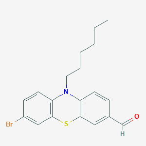 molecular formula C19H20BrNOS B12300579 10H-Phenothiazine-3-carboxaldehyde, 7-bromo-10-hexyl- CAS No. 312924-97-3