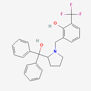 molecular formula C25H24F3NO2 B12300640 2-[[2-[Hydroxy(diphenyl)methyl]pyrrolidin-1-yl]methyl]-6-(trifluoromethyl)phenol 