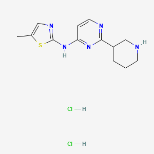 molecular formula C13H19Cl2N5S B12300686 5-Methyl-N-(2-(piperidin-3-yl)pyrimidin-4-yl)thiazol-2-amine dihydrochloride 