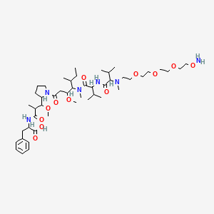 molecular formula C47H82N6O12 B12300708 2-[[3-[1-[4-[[2-[[2-[2-[2-[2-(2-Aminooxyethoxy)ethoxy]ethoxy]ethyl-methylamino]-3-methylbutanoyl]amino]-3-methylbutanoyl]-methylamino]-3-methoxy-5-methylheptanoyl]pyrrolidin-2-yl]-3-methoxy-2-methylpropanoyl]amino]-3-phenylpropanoic acid 