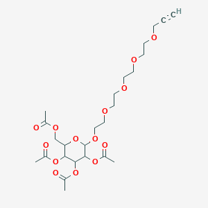 molecular formula C25H38O14 B12300778 [(2R,3R,4S,5R,6R)-3,4,5-tris(acetyloxy)-6-(3,6,9,12-tetraoxapentadec-14-yn-1-yloxy)oxan-2-yl]methyl acetate 