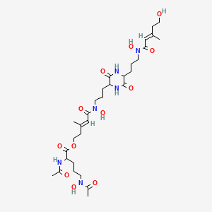 [(E)-5-[hydroxy-[3-[5-[3-[hydroxy-[(E)-5-hydroxy-3-methylpent-2-enoyl]amino]propyl]-3,6-dioxopiperazin-2-yl]propyl]amino]-3-methyl-5-oxopent-3-enyl] 2-acetamido-5-[acetyl(hydroxy)amino]pentanoate