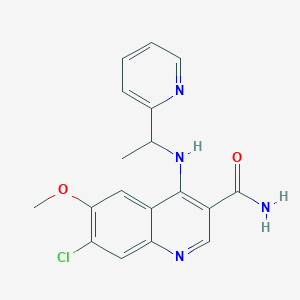 7-Chloro-6-methoxy-4-(1-pyridin-2-ylethylamino)quinoline-3-carboxamide