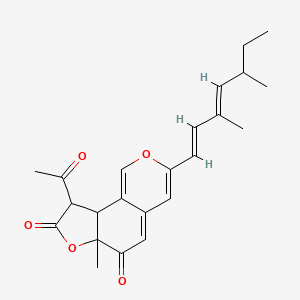 molecular formula C23H26O5 B12300848 9-Acetyl-9,9a-dihydro-6a-methyl-3-(3,5-dimethyl-1,3-heptadienyl)-6H-furo[2,3-h]-2-benzopyran-6,8(6aH)-dione 