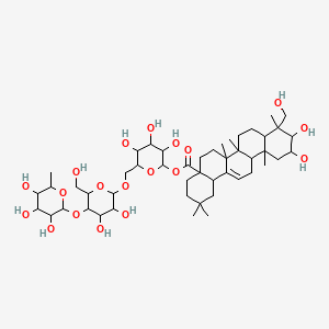 molecular formula C48H78O19 B12300871 [6-[[3,4-Dihydroxy-6-(hydroxymethyl)-5-(3,4,5-trihydroxy-6-methyloxan-2-yl)oxyoxan-2-yl]oxymethyl]-3,4,5-trihydroxyoxan-2-yl] 10,11-dihydroxy-9-(hydroxymethyl)-2,2,6a,6b,9,12a-hexamethyl-1,3,4,5,6,6a,7,8,8a,10,11,12,13,14b-tetradecahydropicene-4a-carboxylate 