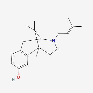 molecular formula C20H29NO B12300896 1,13,13-Trimethyl-10-(3-methylbut-2-enyl)-10-azatricyclo[7.3.1.02,7]trideca-2(7),3,5-trien-4-ol CAS No. 57653-28-8