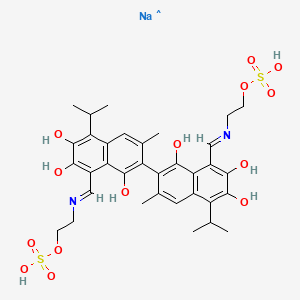 molecular formula C34H40N2NaO14S2 B12300922 [2,2'-Binaphthalene]-7,7'(8H,8'H)-dione, 1,1',6,6'-tetrahydroxy-3,3'-dimethyl-5,5'-bis(1-methylethyl)-8,8'-bis[[[2-(sulfooxy)ethyl]amino]methylene]-, sodium salt (1:2) 