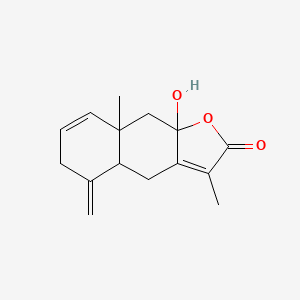 molecular formula C15H18O3 B12300947 9a-Hydroxy-3,8a-dimethyl-5-methylene4,4a,5,6,9,9a-hexahydronaphtho[2,3-b]furan-2(8aH)-one 