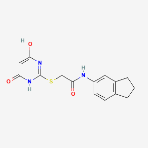 molecular formula C15H15N3O3S B1230095 N-(2,3-dihydro-1H-inden-5-yl)-2-[(4-hydroxy-6-oxo-1H-pyrimidin-2-yl)thio]acetamide 