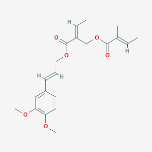 molecular formula C21H26O6 B12301009 [(E)-3-(3,4-dimethoxyphenyl)prop-2-enyl] (E)-2-[[(E)-2-methylbut-2-enoyl]oxymethyl]but-2-enoate 