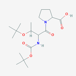 molecular formula C18H32N2O6 B12301014 (S)-1-((2S,3R)-3-tert-butoxy-2-(tert-butoxycarbonylamino)butanoyl)pyrrolidine-2-carboxylic acid 