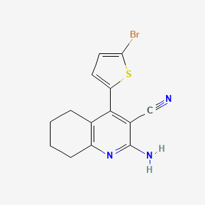 molecular formula C14H12BrN3S B1230103 2-Amino-4-(5-bromo-2-thiophenyl)-5,6,7,8-tetrahydroquinoline-3-carbonitrile 