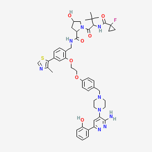 N-[[2-[2-[4-[[4-[3-amino-6-(2-hydroxyphenyl)pyridazin-4-yl]piperazin-1-yl]methyl]phenoxy]ethoxy]-4-(4-methyl-1,3-thiazol-5-yl)phenyl]methyl]-1-[2-[(1-fluorocyclopropanecarbonyl)amino]-3,3-dimethylbutanoyl]-4-hydroxypyrrolidine-2-carboxamide