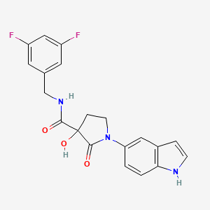 N-[(3,5-difluorophenyl)methyl]-3-hydroxy-1-(1H-indol-5-yl)-2-oxopyrrolidine-3-carboxamide