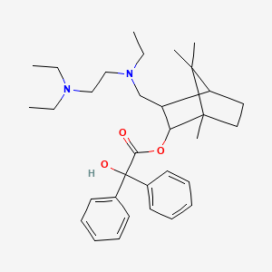 molecular formula C33H48N2O3 B12301055 2-Bornanol, 3-(((2-(diethylamino)ethyl)ethylamino)methyl)-, benzilate (ester) CAS No. 17170-66-0