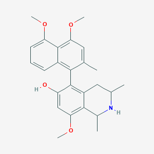 molecular formula C25H29NO4 B12301081 5-(4,5-dimethoxy-2-methylnaphthalen-1-yl)-8-methoxy-1,3-dimethyl-1,2,3,4-tetrahydroisoquinolin-6-ol CAS No. 56688-90-5