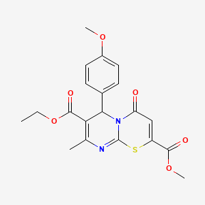molecular formula C20H20N2O6S B1230109 6-(4-甲氧基苯基)-8-甲基-4-氧代-6H-嘧啶并[2,1-b][1,3]噻嗪-2,7-二甲酸 O7-乙酯 O2-甲酯 