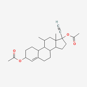 molecular formula C25H34O4 B12301125 (17-acetyloxy-17-ethynyl-11,13-dimethyl-2,3,6,7,8,9,10,11,12,14,15,16-dodecahydro-1H-cyclopenta[a]phenanthren-3-yl) acetate 