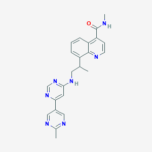 molecular formula C23H23N7O B12301133 N-methyl-8-[1-[[6-(2-methylpyrimidin-5-yl)pyrimidin-4-yl]amino]propan-2-yl]quinoline-4-carboxamide 