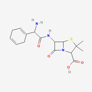 molecular formula C16H21N3O4S B12301180 4-Thia-1-azabicyclo(3.2.0)heptane-2-carboxylic acid, 6-(2-amino-2-(1,4-cyclohexadien-1-yl)acetamido)-3,3-dimethyl-7-oxo-, D- 