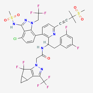 N-[1-[3-[4-chloro-3-(methanesulfonamido)-1-(2,2,2-trifluoroethyl)indazol-7-yl]-6-(3-methyl-3-methylsulfonylbut-1-ynyl)pyridin-2-yl]-2-(3,5-difluorophenyl)ethyl]-2-[5,5-difluoro-9-(trifluoromethyl)-7,8-diazatricyclo[4.3.0.02,4]nona-1(6),8-dien-7-yl]acetamide