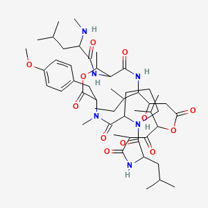 N-[13-butan-2-yl-12-hydroxy-20-[(4-methoxyphenyl)methyl]-6,17,21-trimethyl-3-(2-methylpropyl)-2,5,7,10,15,19,22-heptaoxo-8-propan-2-yl-9,18-dioxa-1,4,14,21-tetrazabicyclo[21.3.0]hexacosan-16-yl]-4-methyl-2-(methylamino)pentanamide