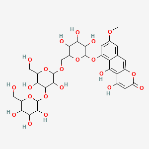 molecular formula C32H40O21 B12301229 6-[6-[[3,5-Dihydroxy-6-(hydroxymethyl)-4-[3,4,5-trihydroxy-6-(hydroxymethyl)oxan-2-yl]oxyoxan-2-yl]oxymethyl]-3,4,5-trihydroxyoxan-2-yl]oxy-4,5-dihydroxy-8-methoxybenzo[g]chromen-2-one 